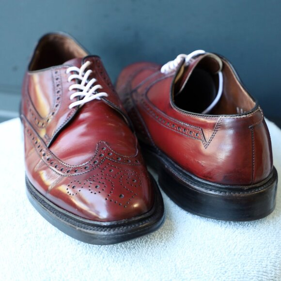 Allen Edmonds 9-D No-Model Mens Burgundy Wingtip Derby Dress Shoes - Picture 14 of 14